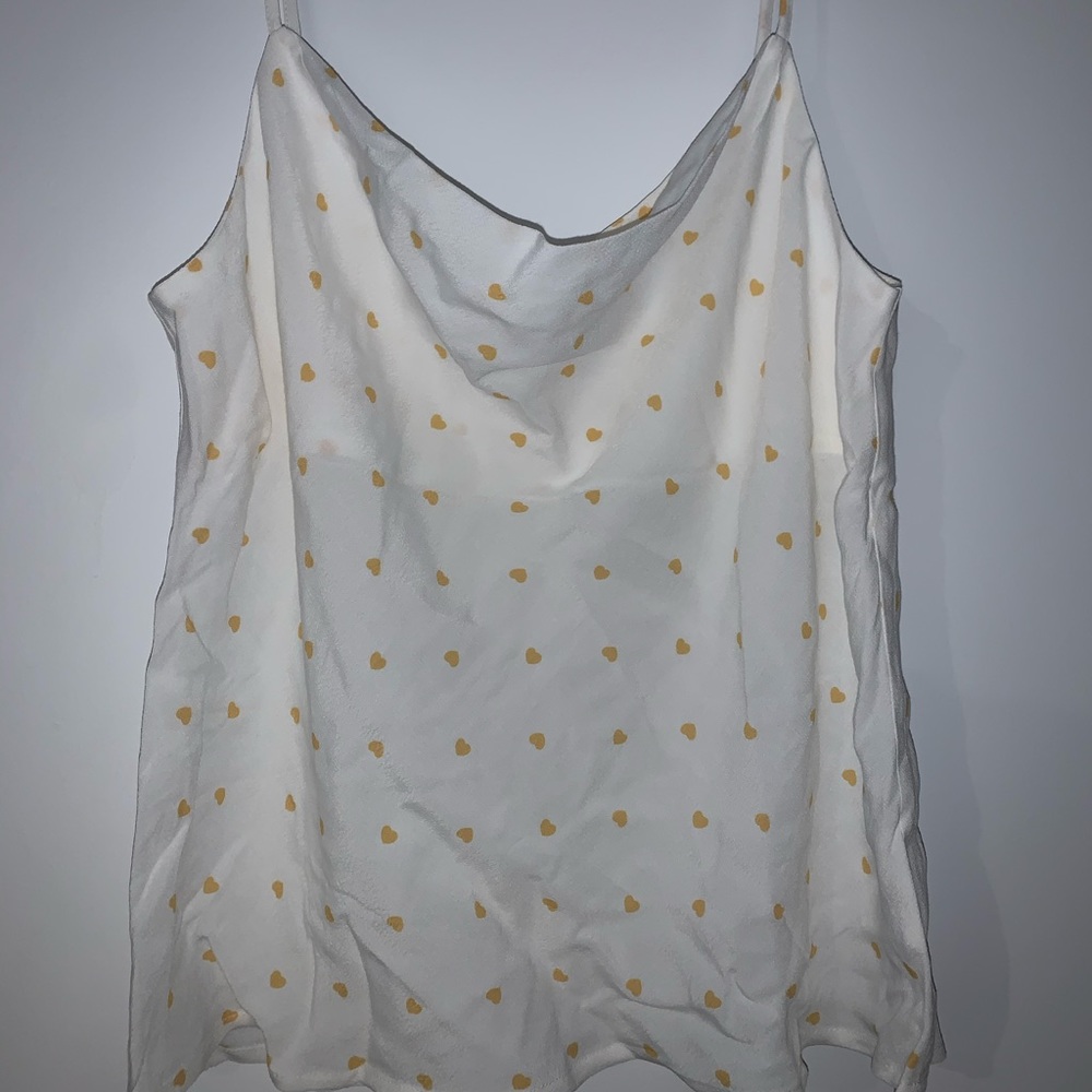 *THRIFTY* Elodie White Tank with Yellow Hearts